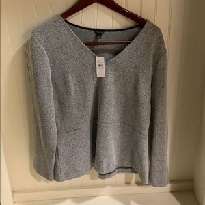 Ann Taylor Gray & Black Peplum Top Size L